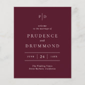 Deep Burgundy Classic Budget Wedding Program Flyer (Vorne)