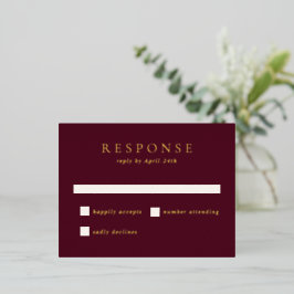 Deep Burgundy Classic Foil Wedding RSVP Card Folie Einladungspostkarte