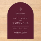 Deep Burgundy Classic Wedding Save the Date Acryleinladungen (Vorderseite)