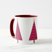 Deep Burgundy Damask Moderne Weihnachtsbaum-Tasse Tasse (Vorderseite Links)