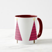 Deep Burgundy Damask Moderne Weihnachtsbaum-Tasse Tasse (VorderseiteRechts)