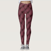 Deep Burgundy Diamond Tufted Quilt Pattern Leggings (Vorderseite)