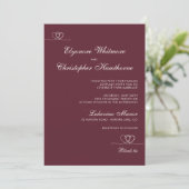 Deep Burgundy Elegant Chic Calligraphy Wedding Einladung (Stehend Vorderseite)