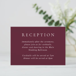 Deep Burgundy Elegant Classic Wedding Begleitkarte