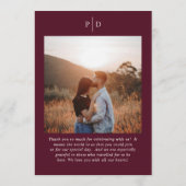 Deep Burgundy Elegant Classic Wedding Menükarte (Rückseite)