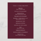Deep Burgundy Elegant Classic Wedding Programm (Rückseite)