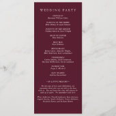 Deep Burgundy Elegant Classic Wedding Programm (Rückseite)