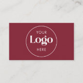 Deep Burgundy Elegant Custom Company Logo QR Code Visitenkarte (Vorderseite)