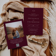 Deep Burgundy Elegant QR Code Classic Wedding