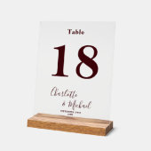 Deep Burgundy Elegant Wedding Table Number Acrylschild (Winkel)