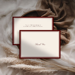 Deep Burgundy Estate Formal Modern Classic Wedding Dankeskarte