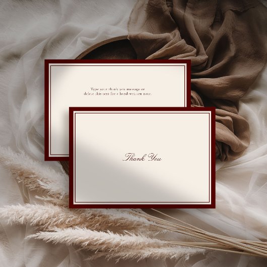 Deep Burgundy Estate Formal Modern Classic Wedding Dankeskarte