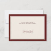 Deep Burgundy Estate Formal Modern Classic Wedding Dankeskarte (Rückseite)