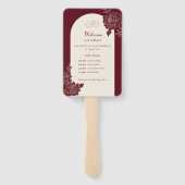 Deep Burgundy Floral Arch Wedding Ceremony Fan Fächer (Rückseite)