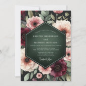 Deep Burgundy Floral Enchantment Wedding Einladung (Vorderseite)