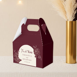 Deep Burgundy Floral Ivory Arch Wedding Thank You Geschenkschachtel