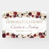 Deep Burgundy Floral Wedding Banner (Horizontal)