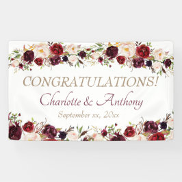 Deep Burgundy Floral Wedding Banner