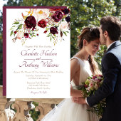 Deep Burgundy Floral Wedding Einladung