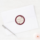 Deep Burgundy Floral Wedding Envelope Seal Runder Aufkleber (Umschlag)
