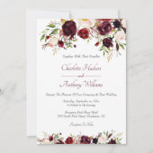 Deep Burgundy Floral Wedding mit UAWG Einladung (Vorderseite)