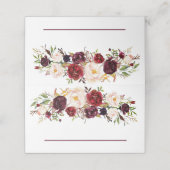 Deep Burgundy Floral Wedding Platzkarte (Außenseite Aufgefaltet)