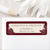 Deep Burgundy Floral Wedding Return Address Labels (Insitu)