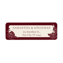 Deep Burgundy Floral Wedding Return Address Labels