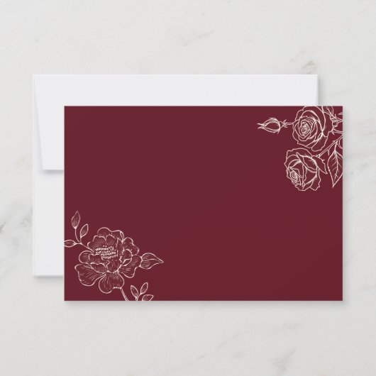 Deep Burgundy Floral Wedding RSVP with QR Code (Rückseite)