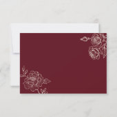 Deep Burgundy Floral Wedding RSVP with QR Code Karte (Rückseite)