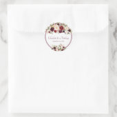 Deep Burgundy Floral Wedding Runder Aufkleber (Tasche)