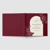 Deep Burgundy Floral with Ivory Arch Wedding Gästebuch (Voll)