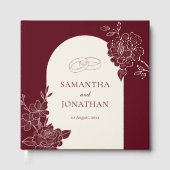 Deep Burgundy Floral with Ivory Arch Wedding Gästebuch (Vorderseite)