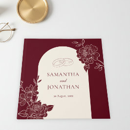 Deep Burgundy Floral with Ivory Arch Wedding Gästebuch