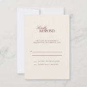 Deep Burgundy Formal Estate Modern Classic Wedding RSVP Karte (Vorderseite)