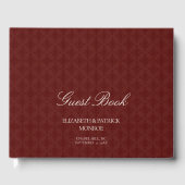 Deep Burgundy Formal Modern Classic Damask Wedding Gästebuch (Vorderseite)