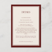 Deep Burgundy Formal Modern Classic Estate Wedding Begleitkarte (Vorderseite)