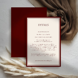Deep Burgundy Formal Modern Classic Estate Wedding Begleitkarte