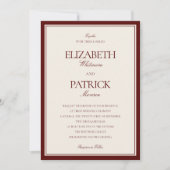 Deep Burgundy Formal Modern Classic Estate Wedding Einladung (Vorderseite)