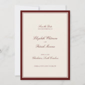 Deep Burgundy Formal Modern Classic Estate Wedding Save The Date (Vorderseite)