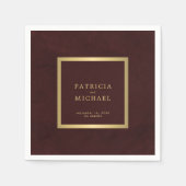 Deep burgundy gold wedding bride and groom serviette (Vorderseite)