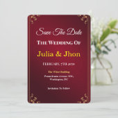 Deep Burgundy Ivory Elegant Wedding Save The Date (Stehend Vorderseite)
