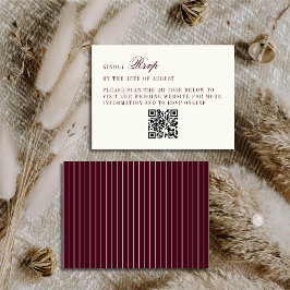 Deep Burgundy Ivory QR Code Only Wedding RSVP Card Begleitkarte
