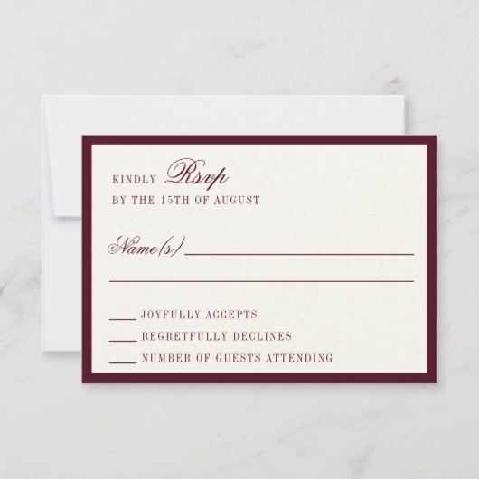 Deep Burgundy Ivory QR Code Wedding RSVP Card (Vorderseite)