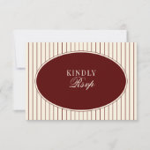 Deep Burgundy Ivory Stripes Oval Old Money RSVP (Vorderseite)