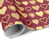 Deep Burgundy Luxury Hearts Valentine Gift Geschenkpapier (Rolleneckpunkt)