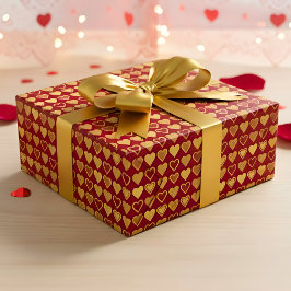Deep Burgundy Luxury Hearts Valentine Gift Geschenkpapier