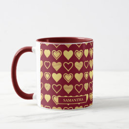 Deep Burgundy Luxury Hearts Valentine’s Gift Tasse