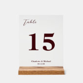 Deep Burgundy Minimalist Wedding Table Number Acrylschild (Vorderseite)