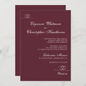 Deep Burgundy Modern Chic Mix and Match Wedding Einladung (Vorne/Hinten)
